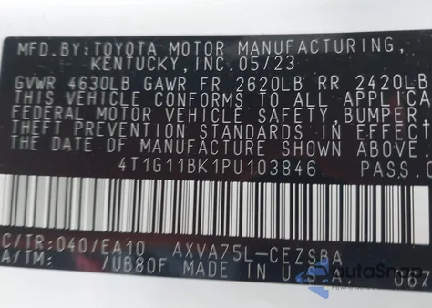 2023 Toyota Camry Se Awd z USA, uszkodzony, nr VIN 4T1G11BK1PU103846